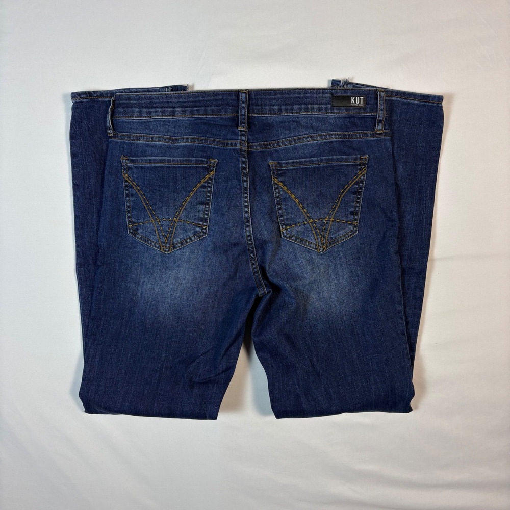 Kut from the Kloth Womens Size 8 Straight‎ Leg Jeans Blue Dark Wash Embroidered - Picture 2 of 11